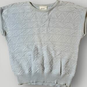 Jessica Scott Women’s Large Gray Textured Knit Sweater 100% Cotton USA W05